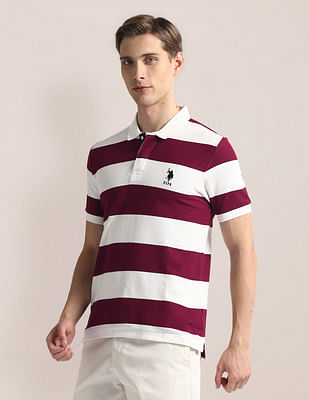 U S Polo Assn Horizontal Stripe Slim Polo Shirt