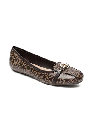 U S Polo Assn Women Panelled All Over Monogram Ballerinas