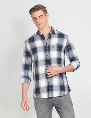 U S Polo Assn Denim Co Pure Cotton Plaid Check Casual Shirt