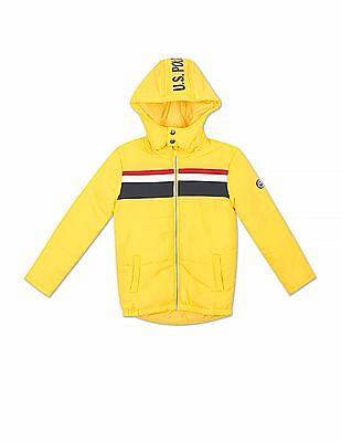 U S Polo Assn Kids Long Sleeve Striped Hooded Jacket