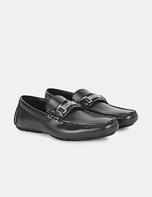 Buy Calvin Klein Men Black Karns Embossed Leather Loafers  display picture 1