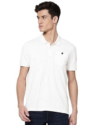 Ad By Arvind Cotton Solid Polo Shirt