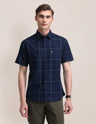 U S Polo Assn Windowpane Checked Tailored Fit Shirt