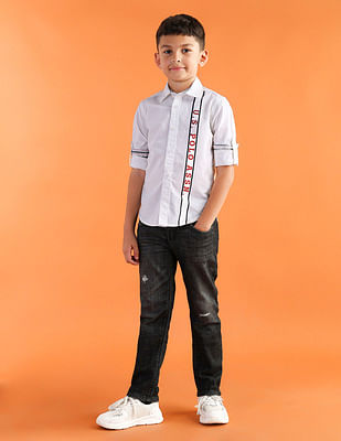 U S Polo Assn Kids Boys Regular Fit Brand Printed Shirt