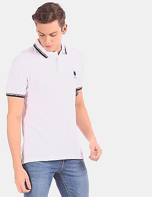 tipped cotton piqué polo shirt