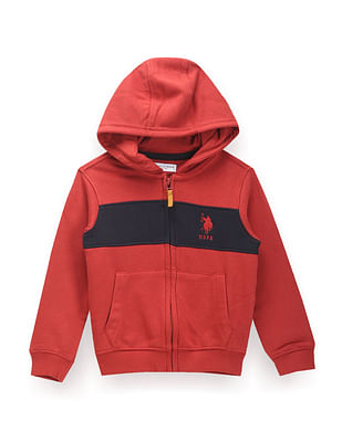 U S Polo Assn Kids Boys Solid Hooded Sweatshirt