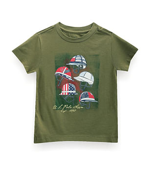 U S Polo Assn Kids Boys Brand Print Cotton T-Shirt