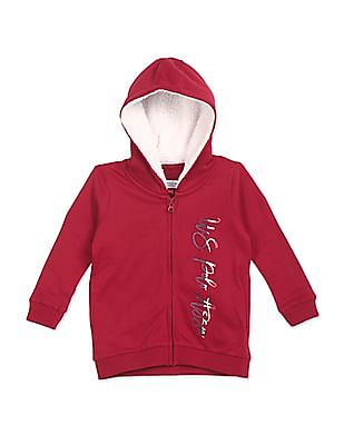 U S Polo Assn Kids Girls Maroon Long Sleeve Brand Print Hooded Sweatshirt