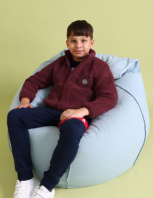 U S Polo Assn Kids Solid Sherpa Knit Jacket