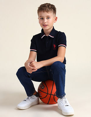 U S Polo Assn Kids Boys Textured Slim Fit Polo Shirt