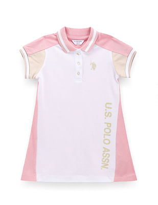 U S Polo Assn Kids Girls Colour Block Polo Dress