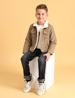 U S Polo Assn Kids Boys Textured Cotton Regular Fit Jacket