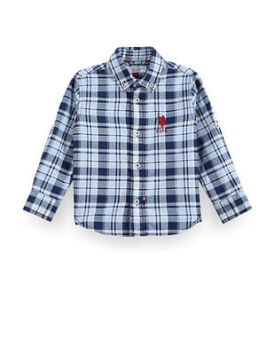 U S Polo Assn Kids Boys Tartan Check Oxford Shirt