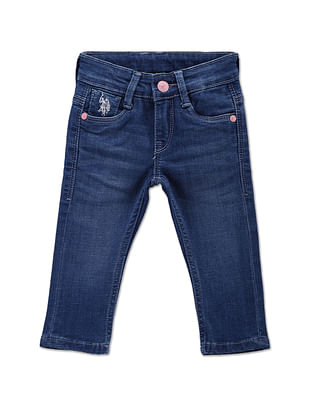 U S Polo Assn Kids Girls Stone Wash Slim Fit Jeans