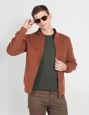 Buy Arrow Sports Stand Collar Fleece Bomber Jacket - NNNOW.com