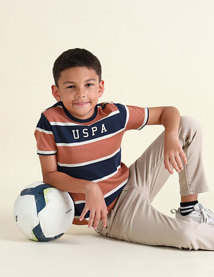 U S Polo Assn Kids Boys Horizontal Striped Regular Fit T-Shirt