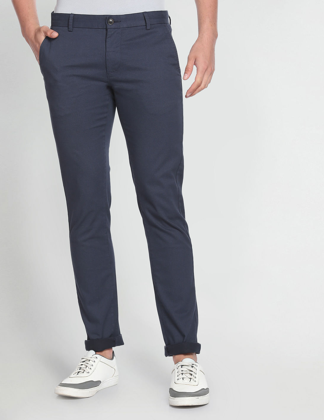 Buy Arrow Sports Slim Fit Satin Weave Casual Trousers - NNNOW.com