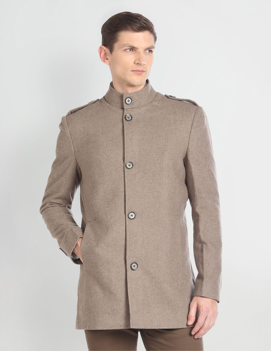 Buy Arrow Sports Detachable Muffler Wool Trench Coat - NNNOW.com