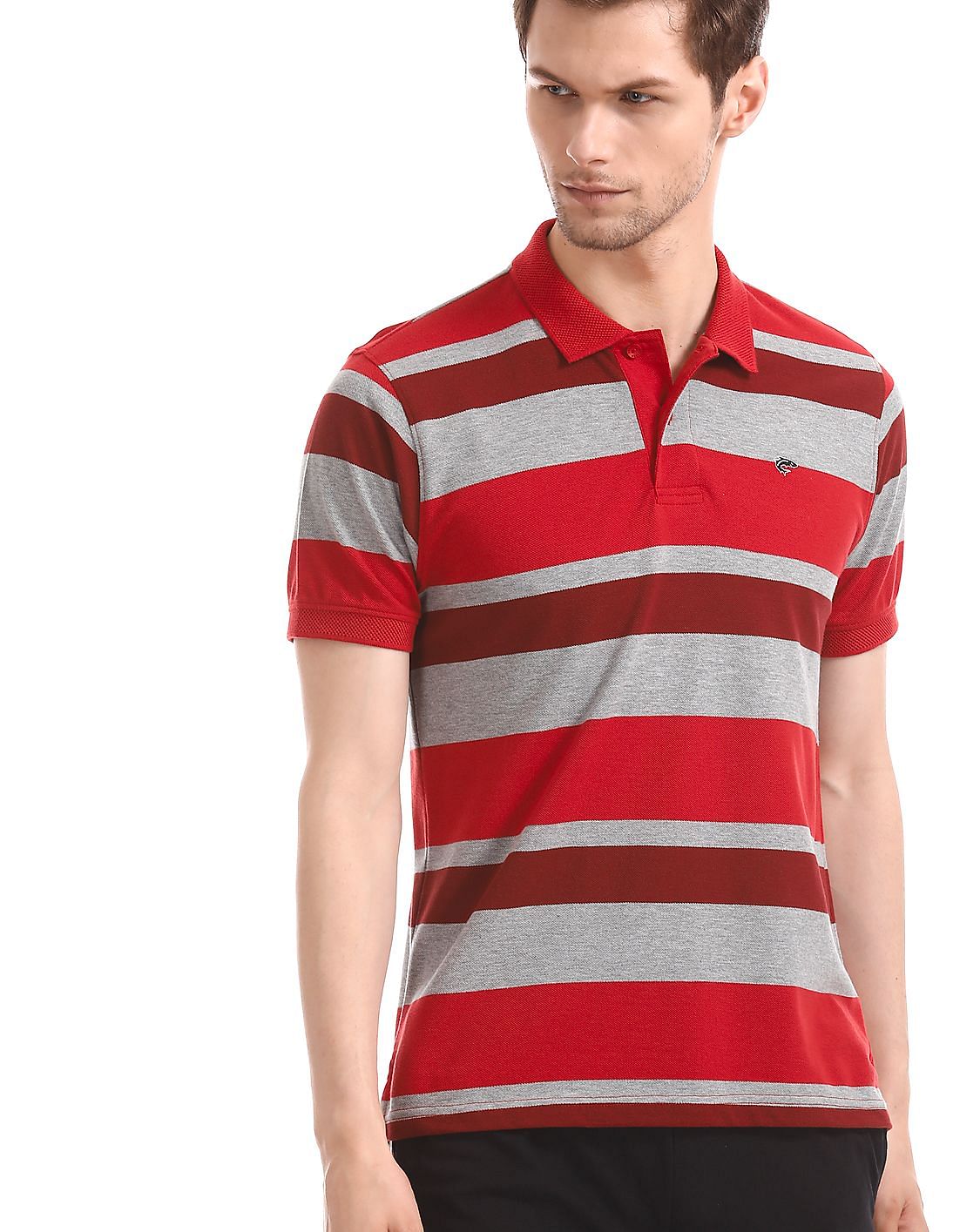 red and black stripped shirt