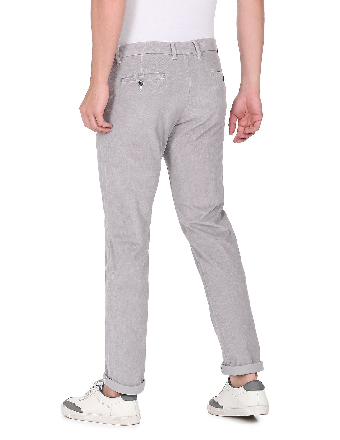 Buy Arrow Sports Men Light Grey Low Rise Bronson Slim Fit Corduroy Casual  Trousers  NNNOWcom