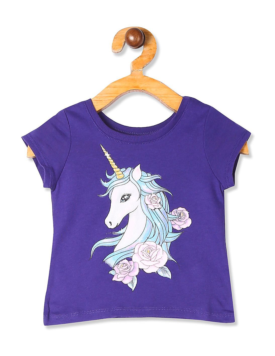 Buy The Children's Place Girls Purple Unicorn Print T-shirt - Nnnow.com