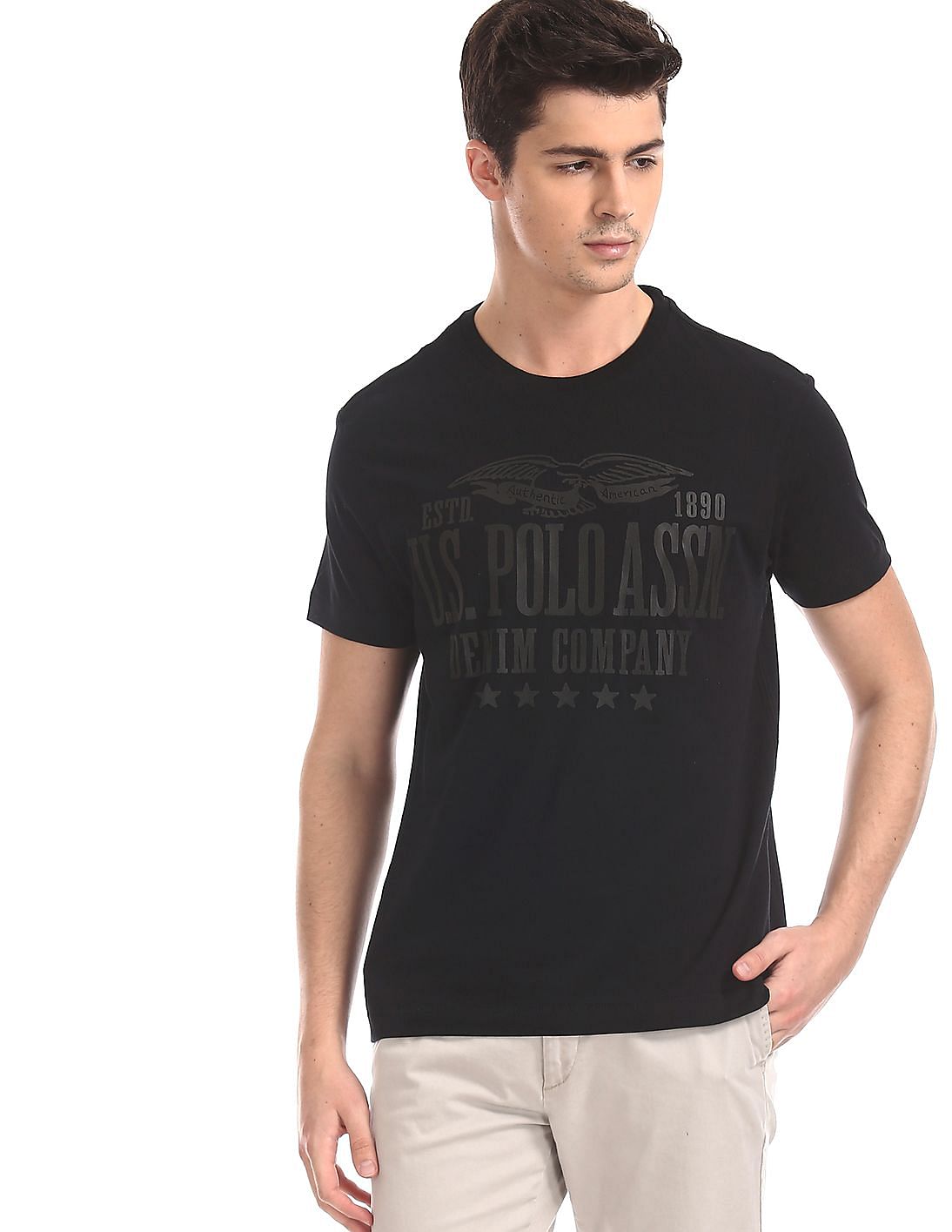 Buy Men Black Crew Neck Printed T-Shirt online at NNNOW.com