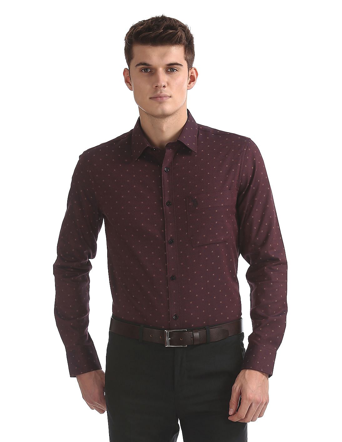 Buy Men Regular Fit Jacquard Shirt online at NNNOW.com