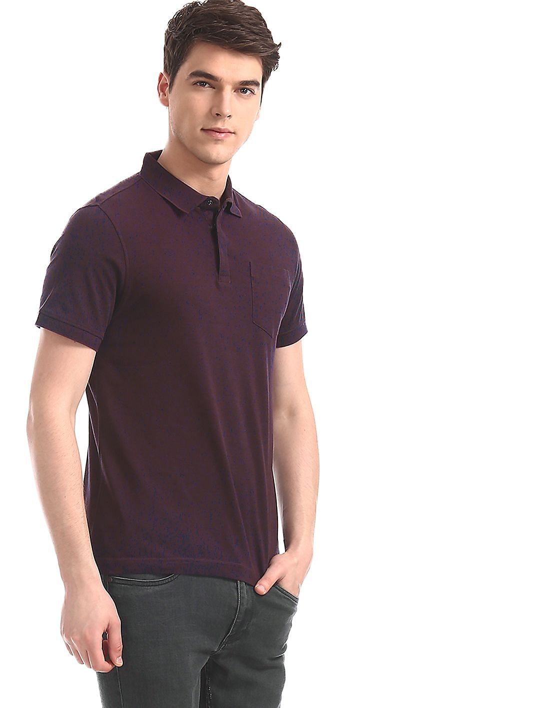 Buy Men Red Concealed Placket Solid Polo Shirt online at NNNOW.com
