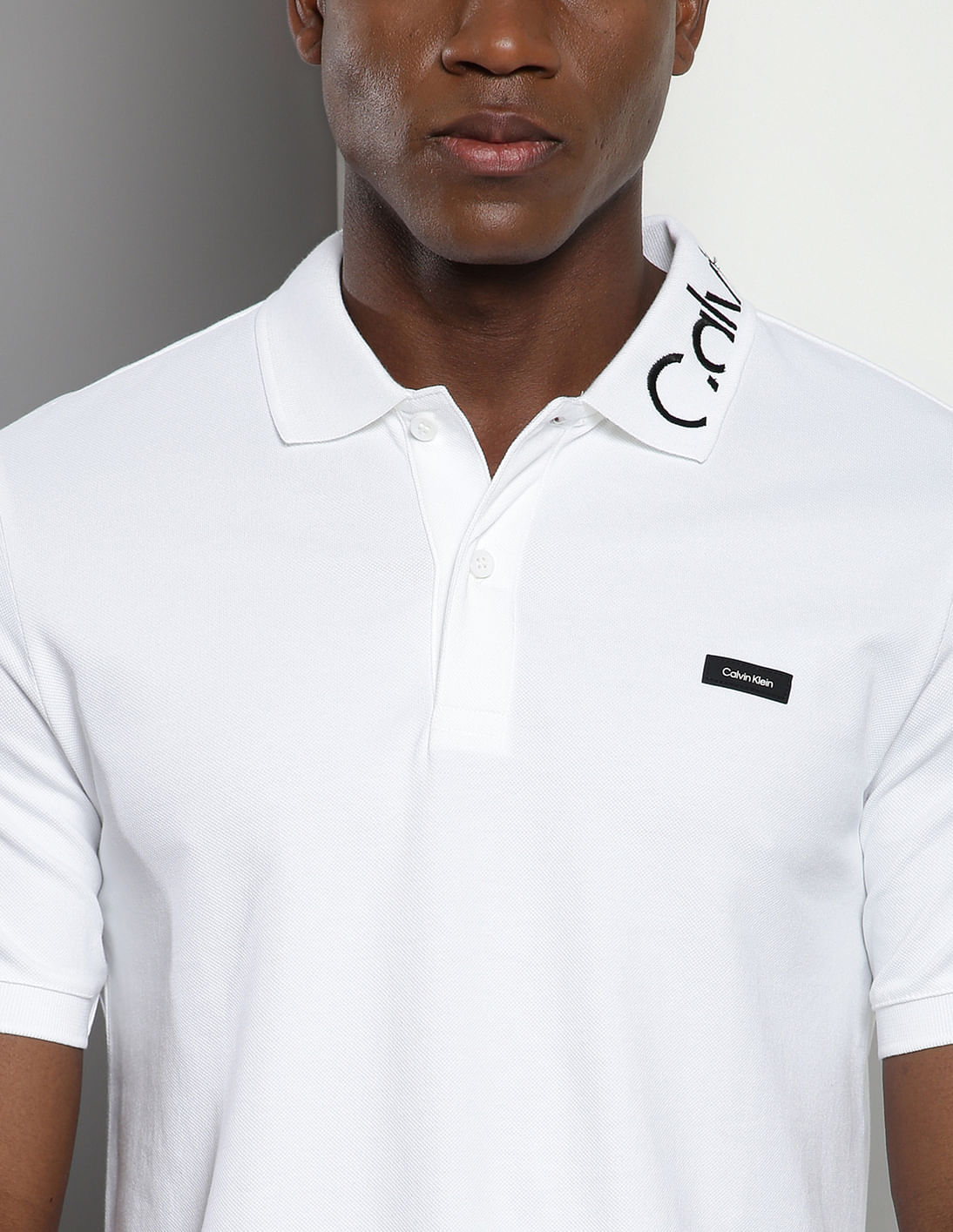 Buy Calvin Klein Stretch Pique Embroidered Logo Polo Shirt