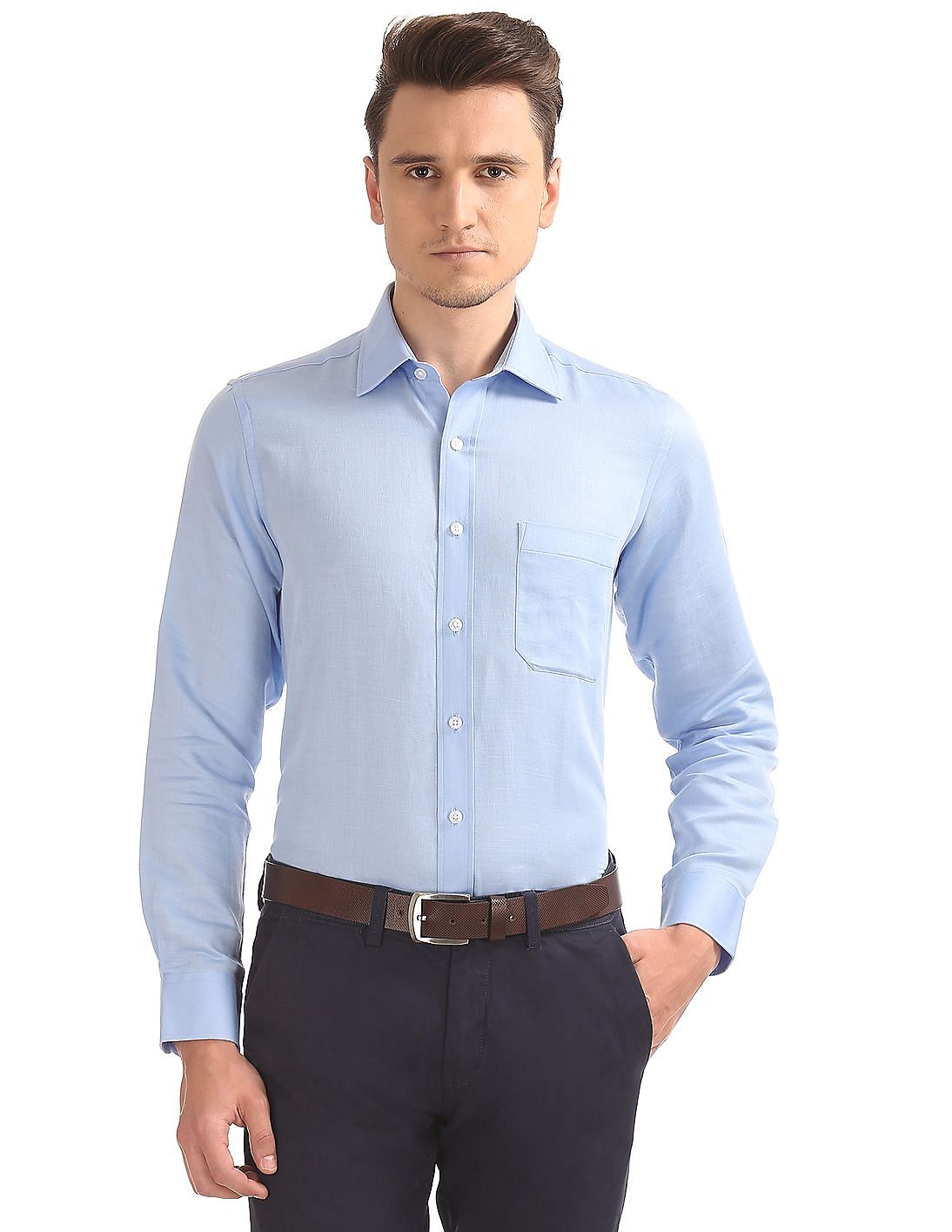 Buy Arrow Regular Fit Cotton Linen Shirt - NNNOW.com