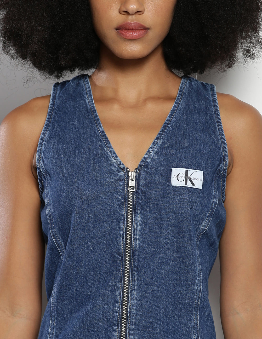 calvin klein denim dress zipper Calvin Klein Women's Size 4 Charcoal Denim Dress With Golden Back Zip. NWOT