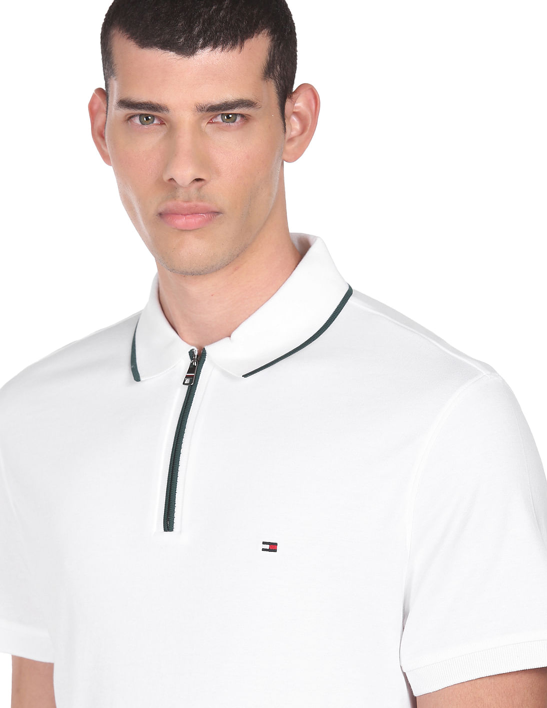 Buy Tommy Hilfiger Men White Cotton Modal Regular Fit Solid Polo Shirt ...