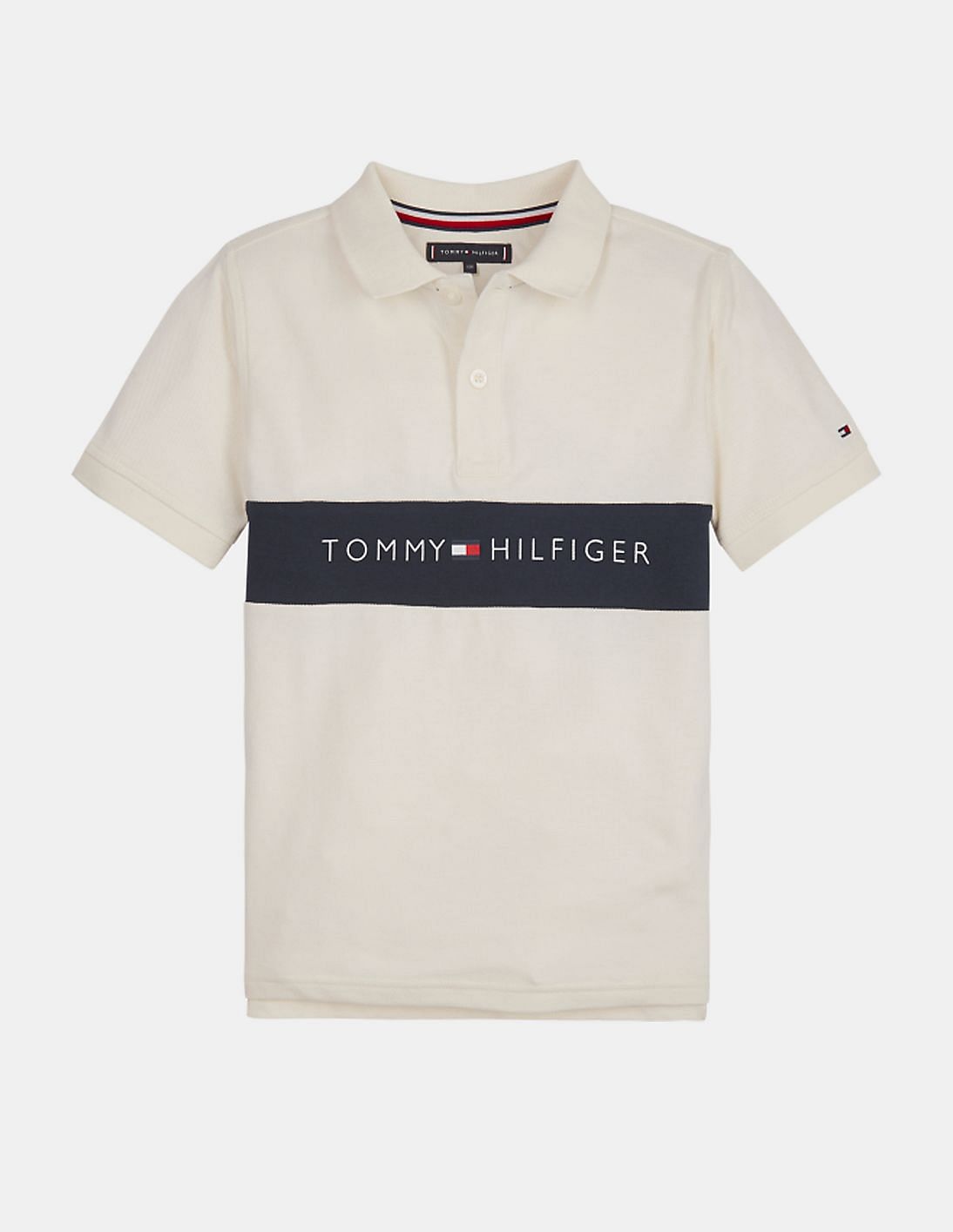 Buy Tommy Hilfiger Kids Boys White Short Sleeve Printed Polo Shirt ...