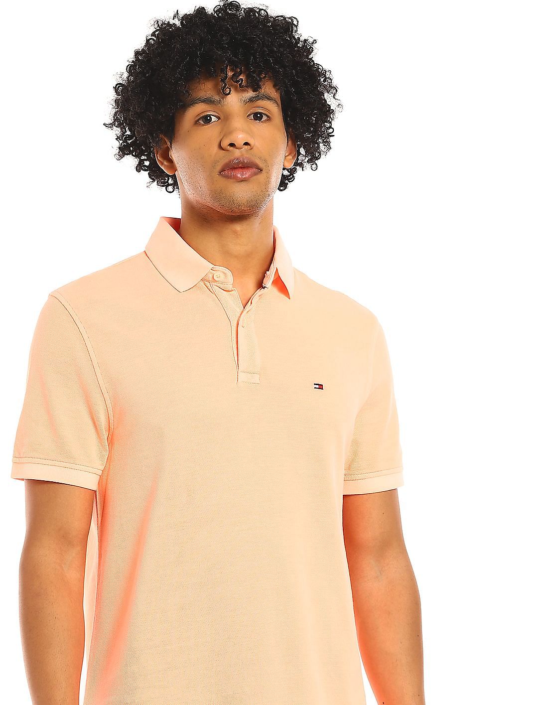 tommy hilfiger peach shirt