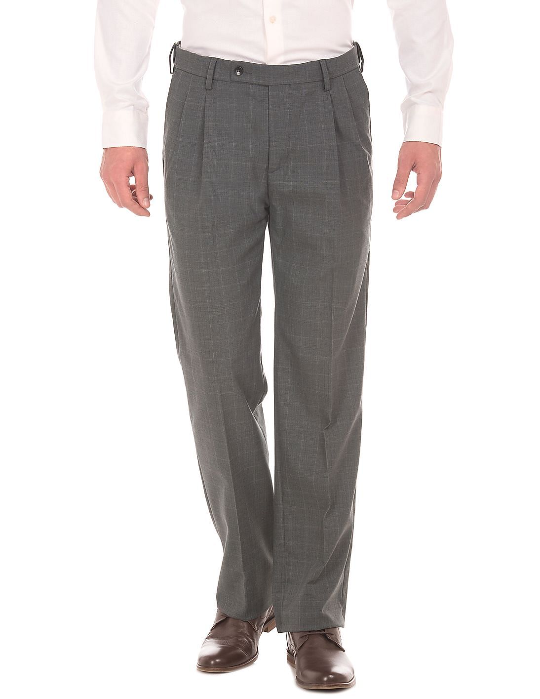 Buy Arrow Pleated Front Check Trousers - NNNOW.com