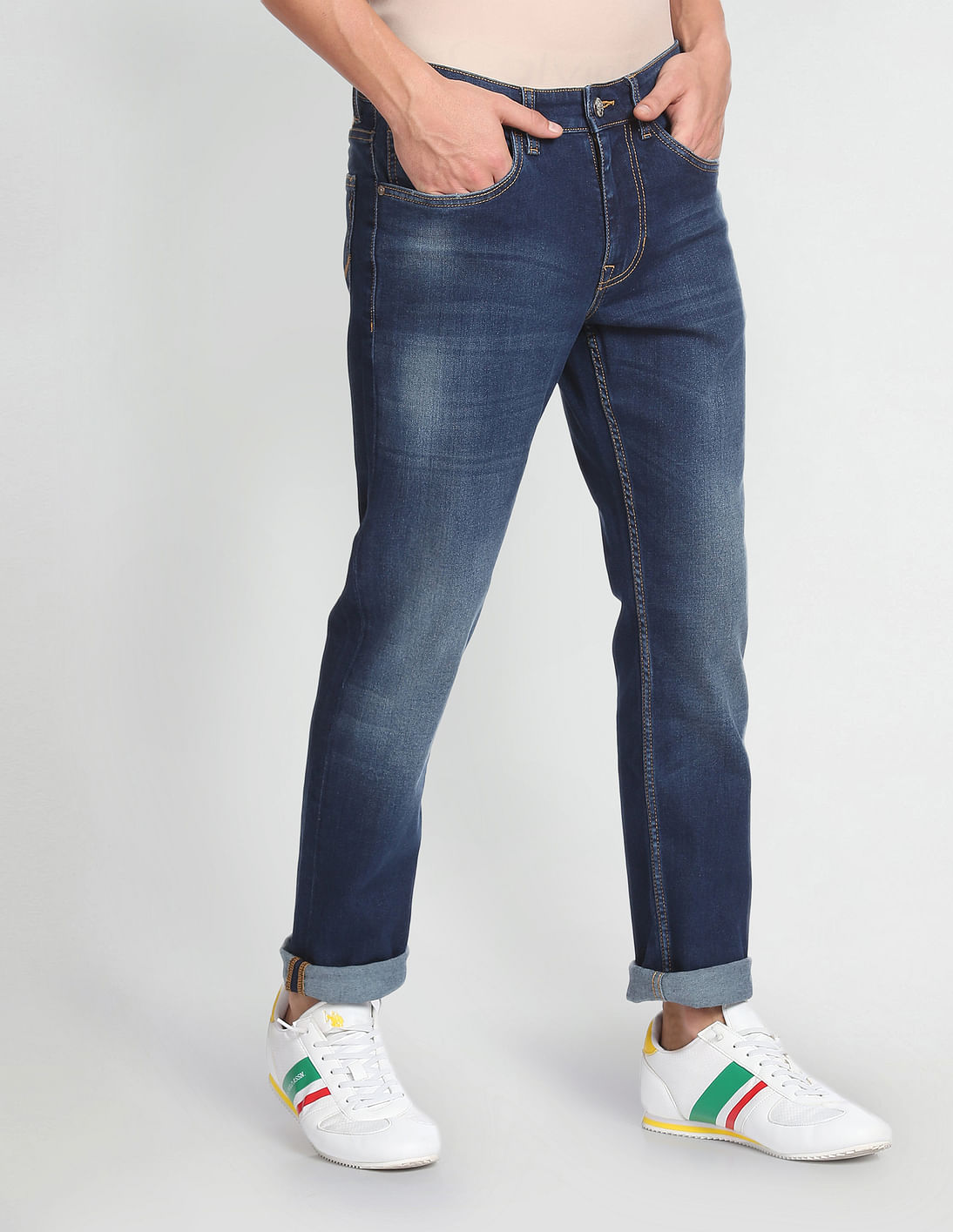 Buy U.S. Polo Assn. Denim Co. Slim Tapered Fit Blue Jeans - NNNOW.com