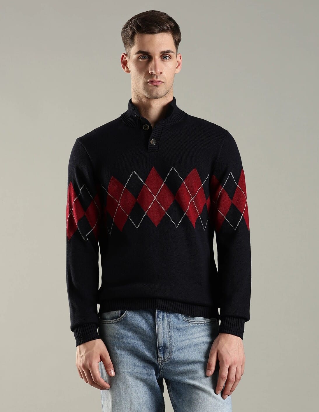 Buy Tommy Hilfiger Argyle Regular Fit Cotton Sweater - NNNOW.com