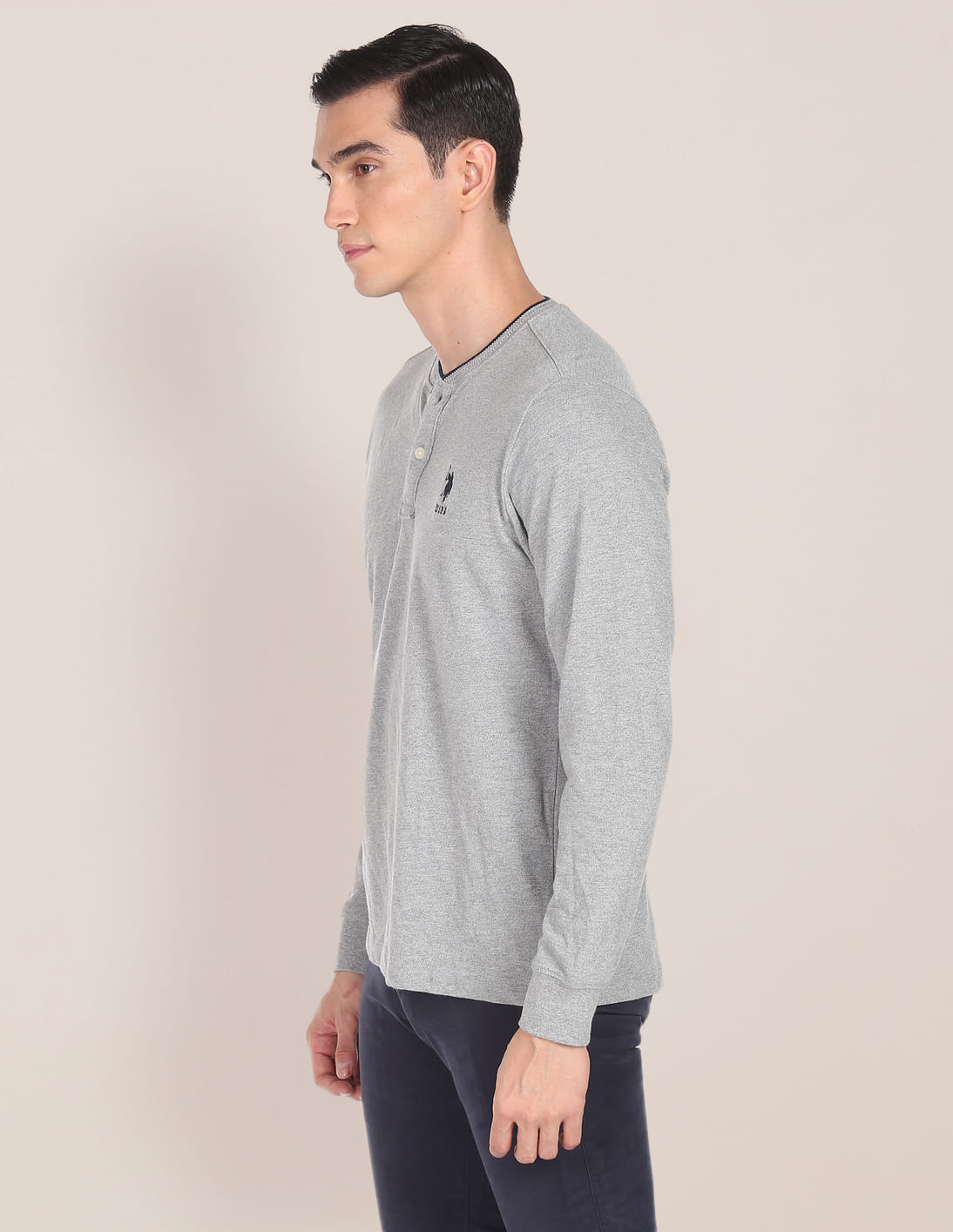 Buy U.S. Polo Assn. Heathered Tipped Collar Henley T-Shirt - NNNOW.com
