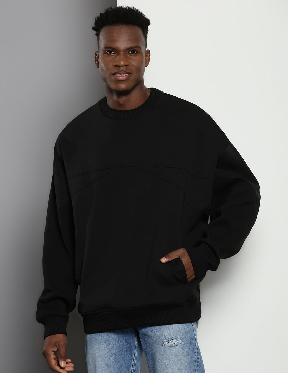 Buy Calvin Klein Crew Neck Kangaroo Pocket Sweatshirt