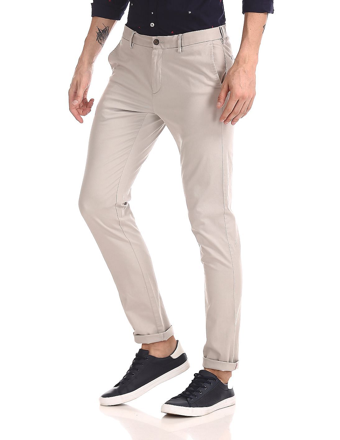 Buy Arrow Sports Brown Chrysler Slim Fit Flat Front Casual Trousers -  NNNOW.com