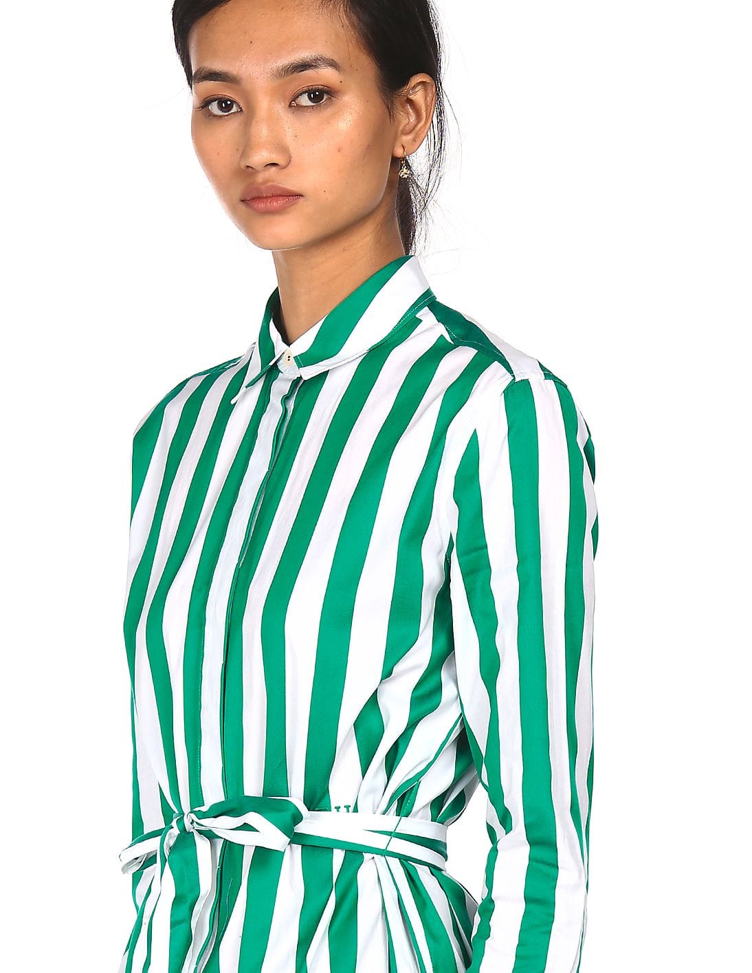 Buy Tommy Hilfiger Women Green And White Striped Shirt Dress - NNNOW.com Buy Tommy Hilfiger Women Green And White Striped Shirt Dress - NNNOW.com