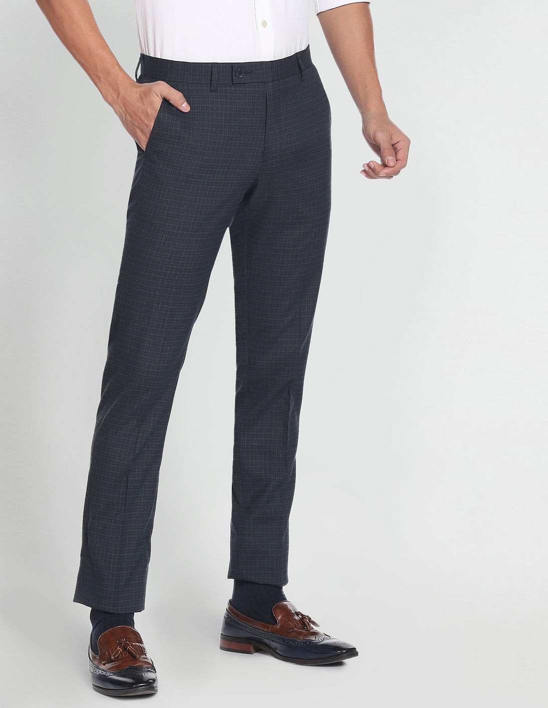 Buy Arrow Micro Check Formal Trousers - NNNOW.com