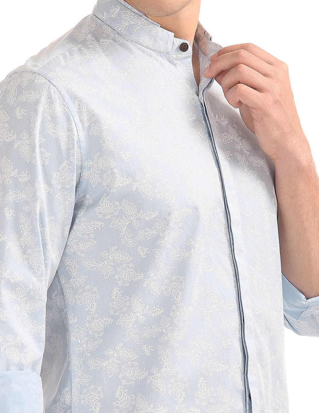 Buy AD by Arvind Slim Fit Mandarin Collar Shirt - NNNOW.com