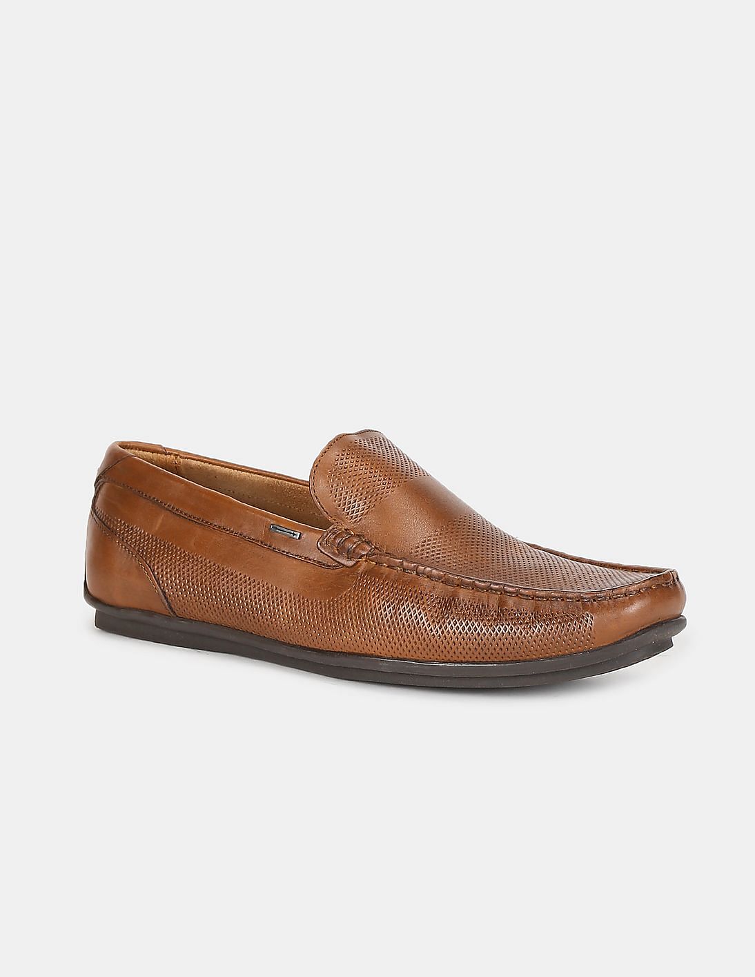 Buy Arrow Men Brown Textured Leather Howard Loafers - NNNOW.com