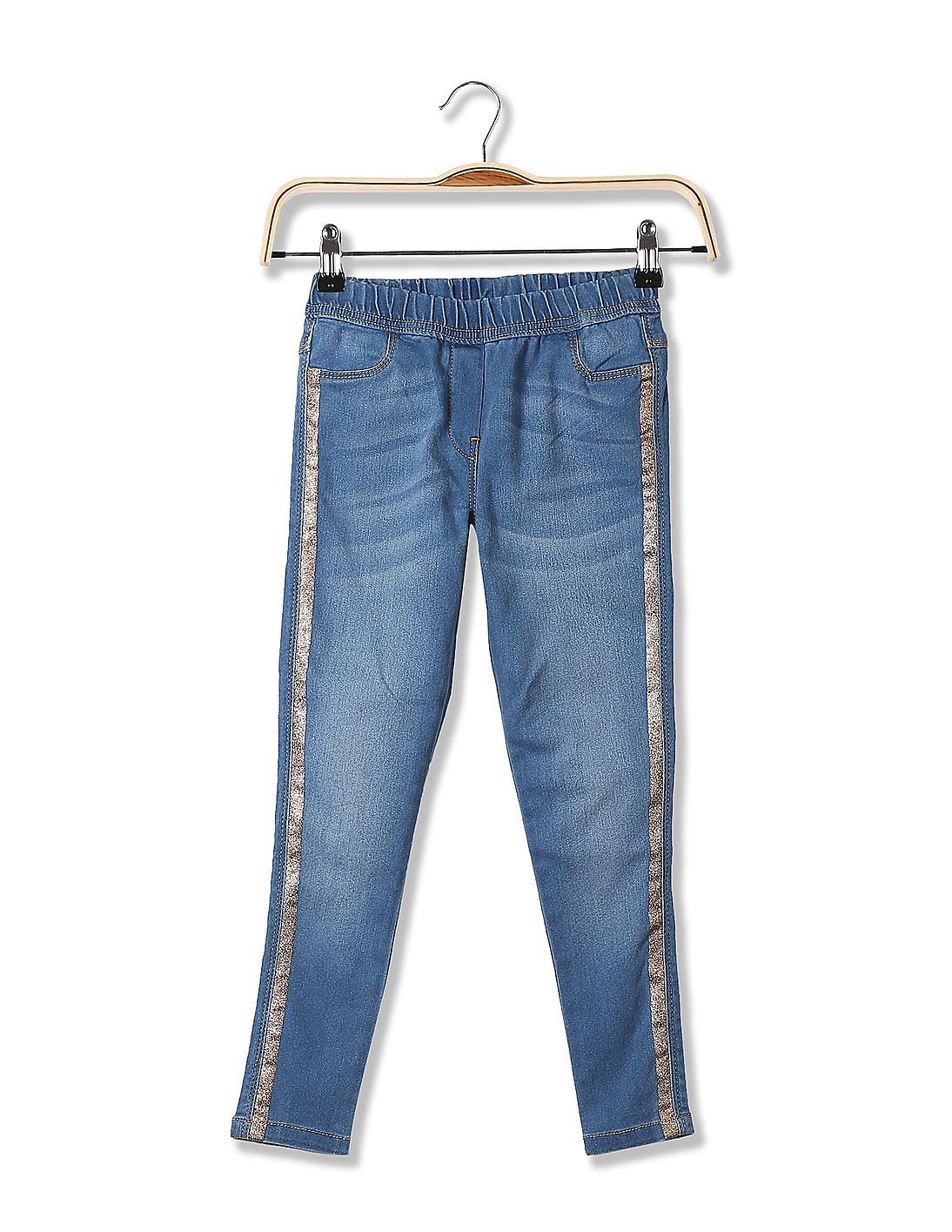 Buy U.S. Polo Assn. Kids Girls Girls Mid Rise Glitter Trim Jeans ...