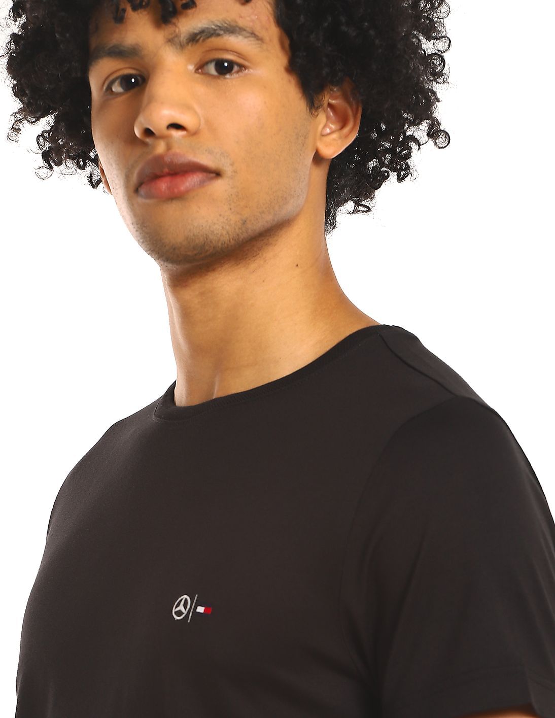 Buy Tommy Hilfiger Men Black Mesh Crew Neck Mercedes Benz