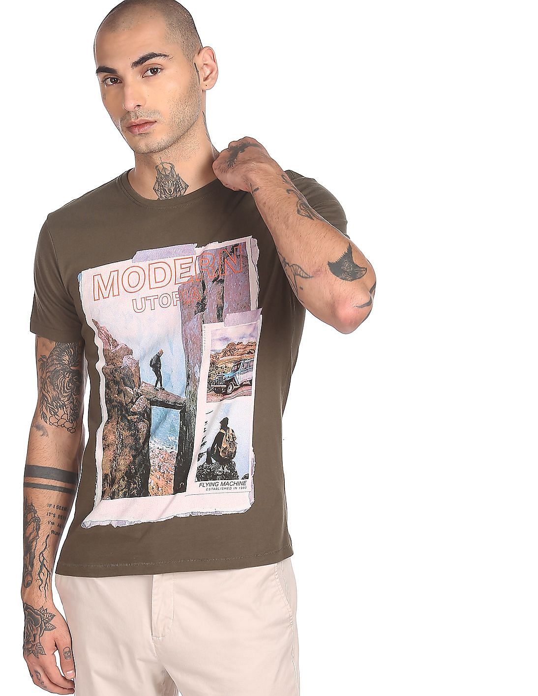 flying machine round neck t shirt