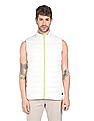 Flying Machine Stand Collar Sleeveless Solid Puffer Jacket