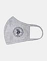 U.S. Polo Assn. Unisex Adults Grey Triple Layer Washable Anti Bacterial Heathered Face Masks - Pack Of 3