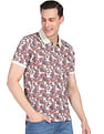 AD by Arvind Modern Floral Print Polo Shirt